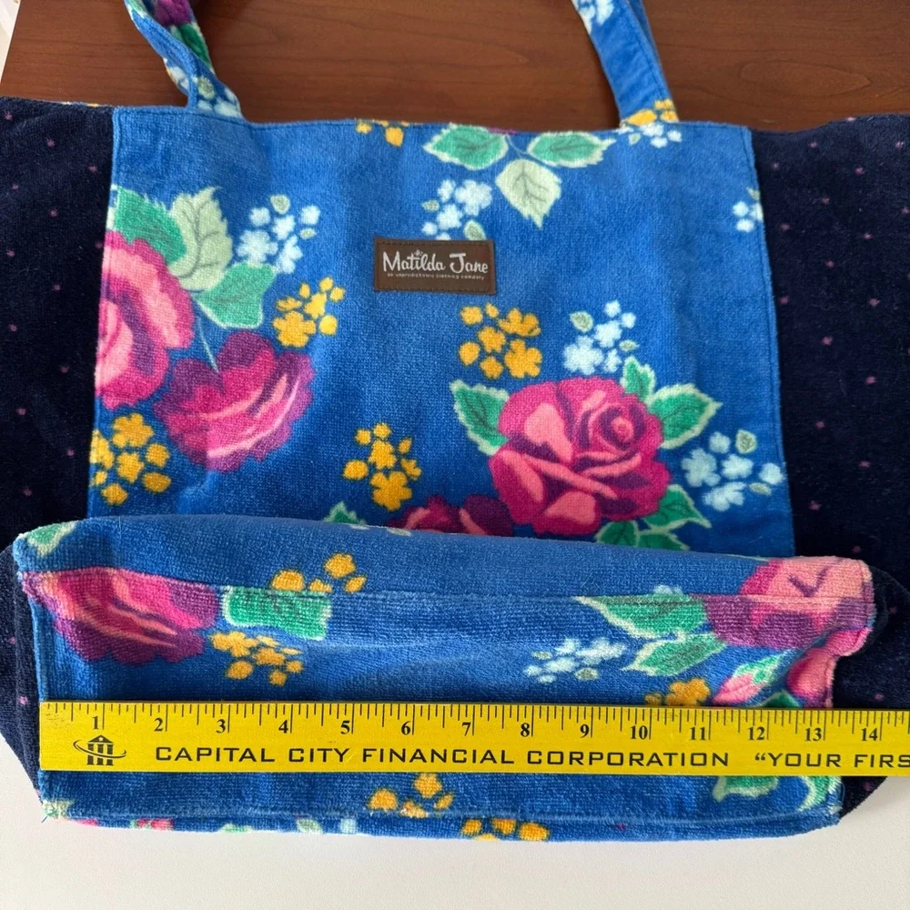 Matilda Jane Sweet Sunshine Blue Floral Towel Reusable Tote‎ Bag